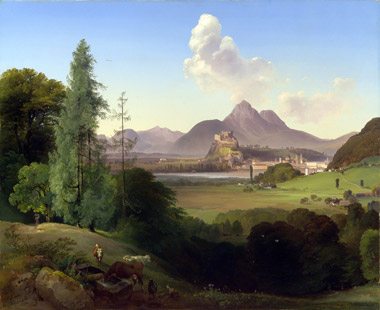 Johann Fischbach - Salzburg von Parsch aus, um 1850